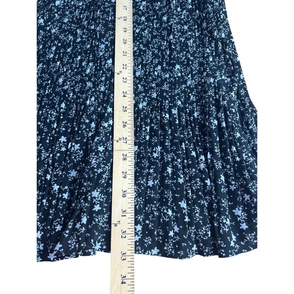 Zara Basic Black & White Floral Pleated Mini Dress Long Sleeves XS - Picture 9 of 15